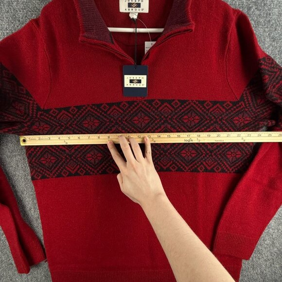 NWT Joseph Abboud Red Fair Isle Wool Blend 1/4 Zip Pullover Sweater 2XL - $80 - Picture 4 of 16